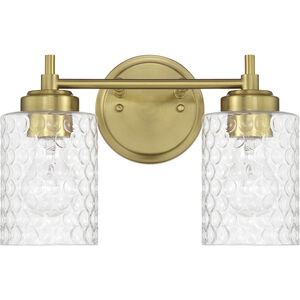Claire 2 Light 12.75 inch Satin Brass Vanity Light Wall Light