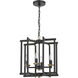 Avante Grand 4 Light 13.98 inch Flat Black and Satin Brass Cage Foyer Light Ceiling Light