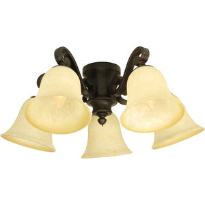 Universal LED Antique Scavo Fan Light Kit in Oiled Bronze, Antique Scavo Glass, Bowl