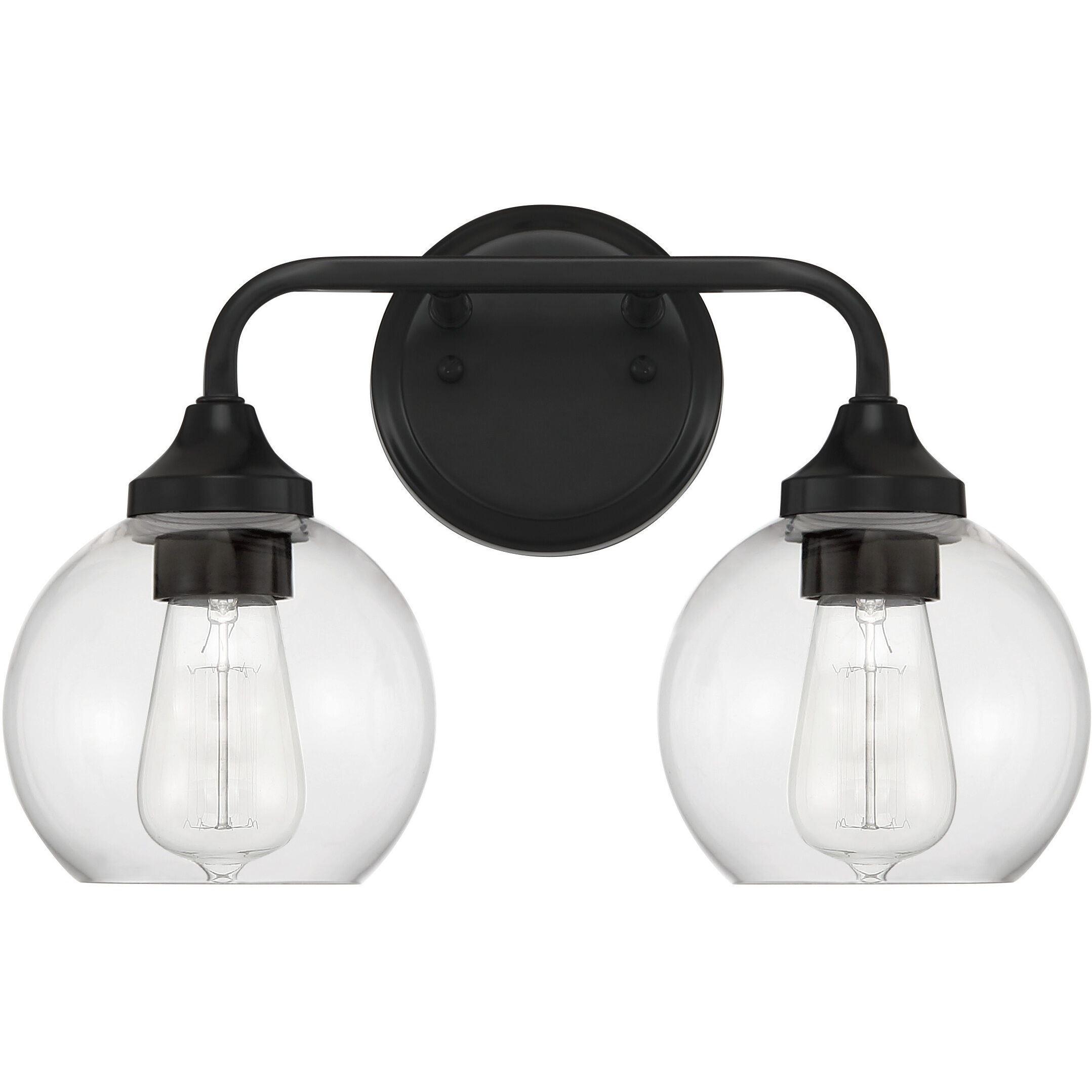 Glenda 2 Light 15 inch Flat Black Vanity Light Wall Light