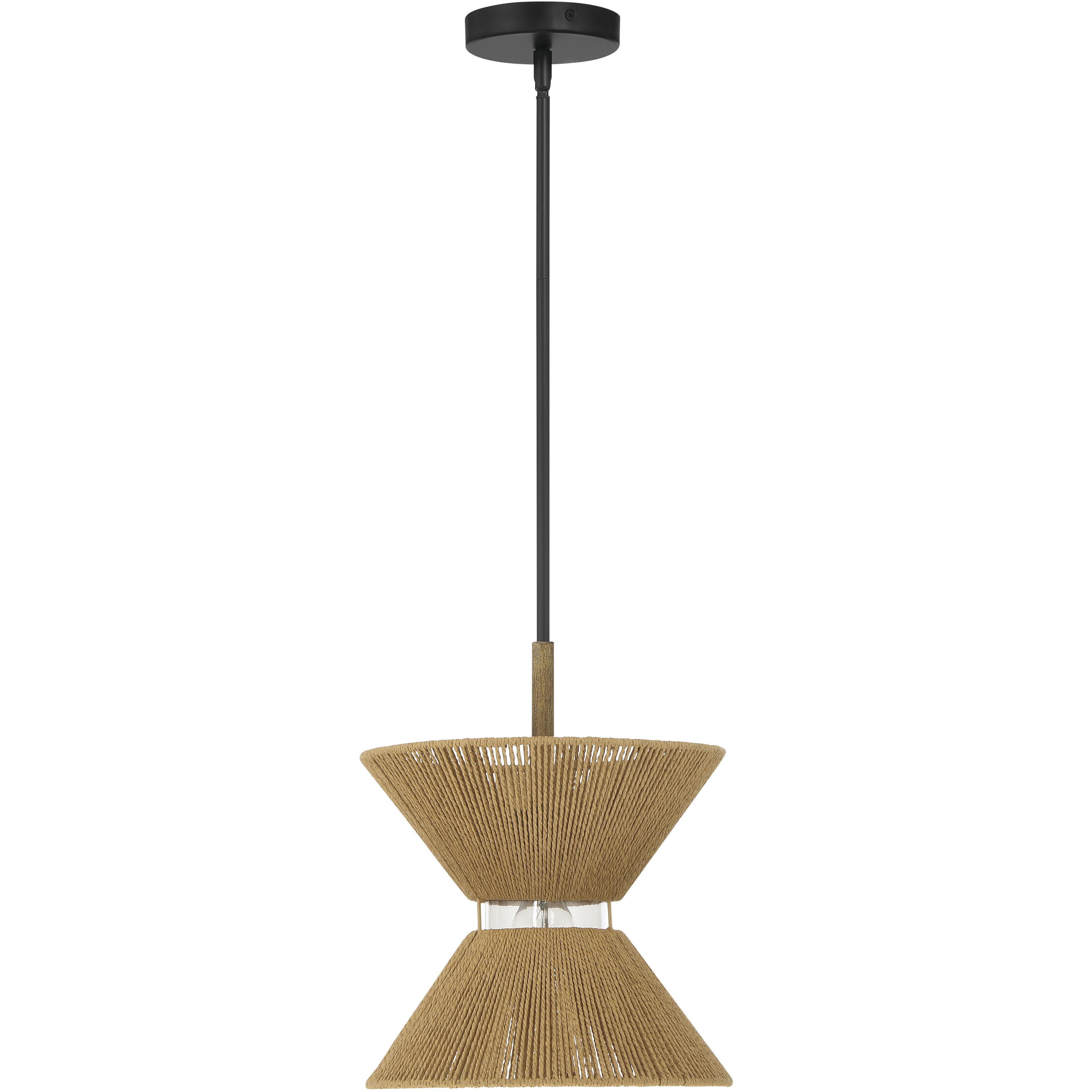 Serena 1 Light 12.13 inch Flat Black/Walnut Pendant Ceiling Light in Flat Black and Walnut