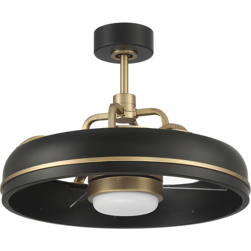 Taylor 20 inch Flat Black/Satin Brass with Clear Acrylic Blades Ceiling Fan (Blades Included) in Flat Black and Satin Brass