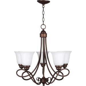 Cordova 5 Light 24 inch Old Bronze Chandelier Ceiling Light in White Frosted Glass, Jeremiah