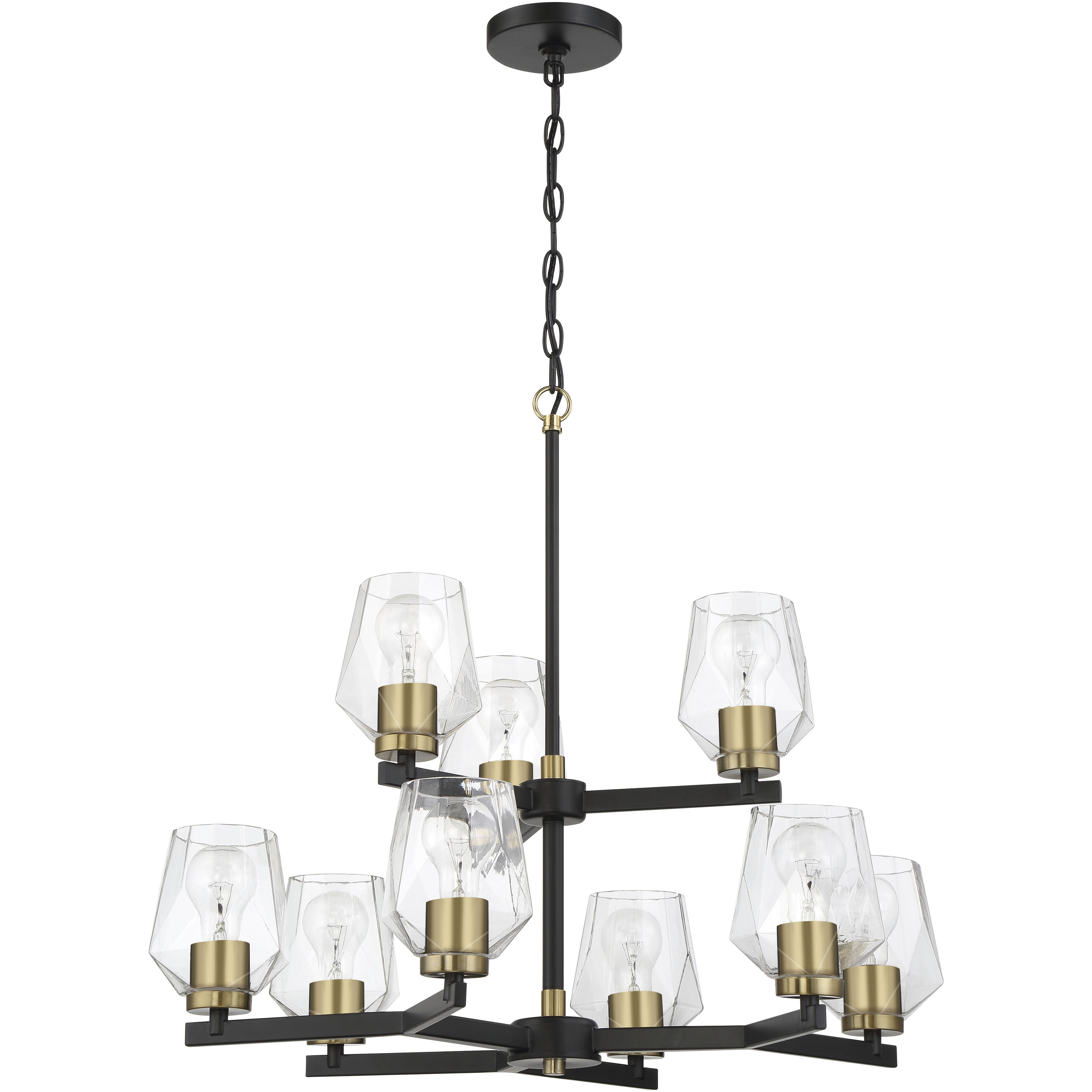 Avante Grand 9 Light 25 inch Flat Black/Satin Brass Chandelier Ceiling Light, 2-Tier