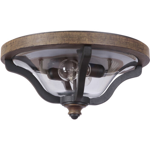 Ashwood 2 Light 16 inch Textured Black/Whiskey Barrel Outdoor Flushmount