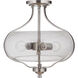 Neighborhood Serene 2 Light 15 inch Brushed Polished Nickel Semi Flush Ceiling Light in Clear Seeded, Neighborhood Collection