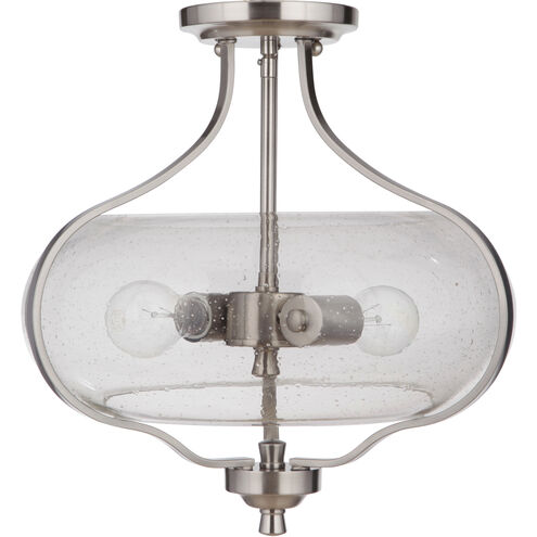 Neighborhood Serene 2 Light 15 inch Brushed Polished Nickel Semi Flush Ceiling Light in Clear Seeded, Neighborhood Collection