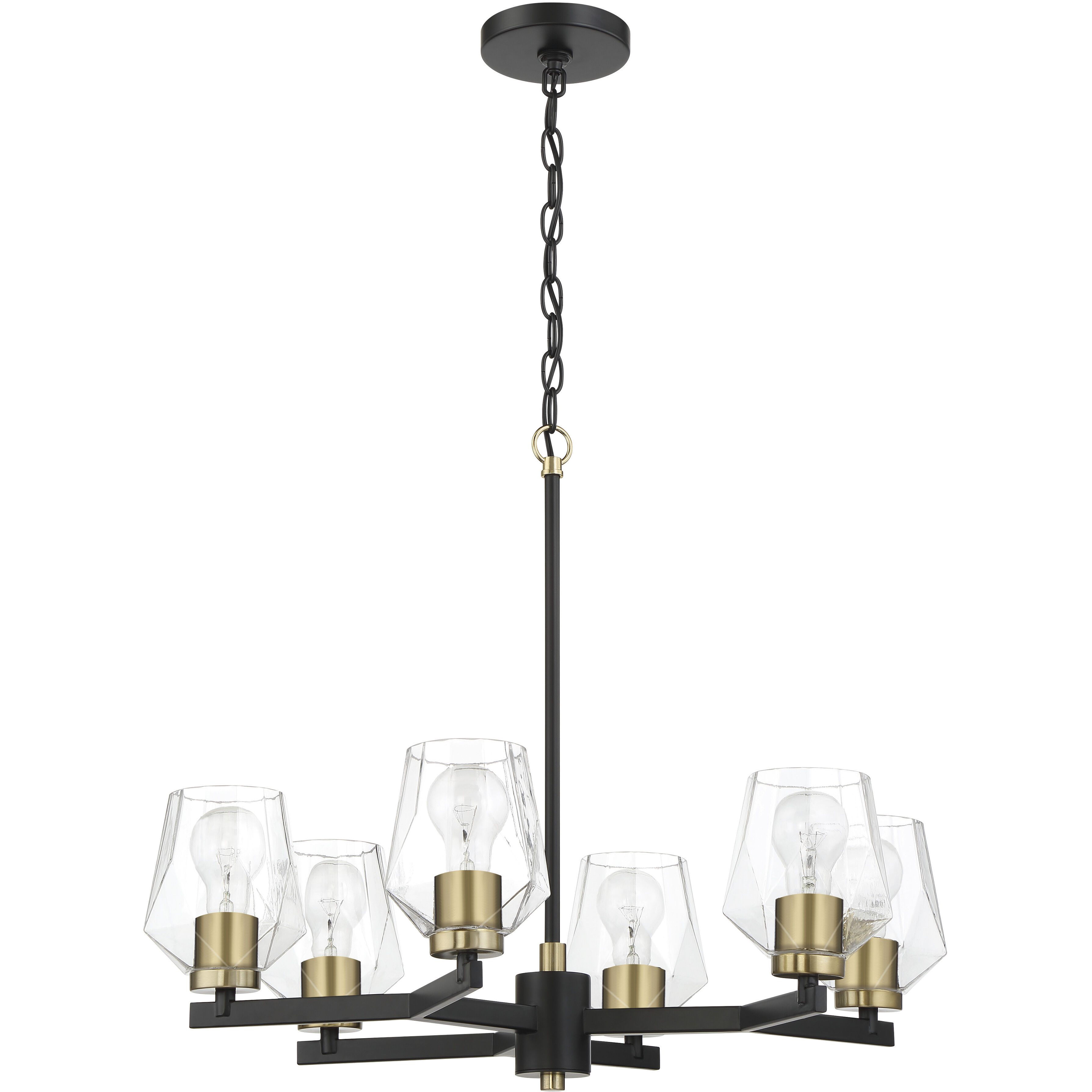 Avante Grand 6 Light 23.15 inch Flat Black and Satin Brass Chandelier Ceiling Light