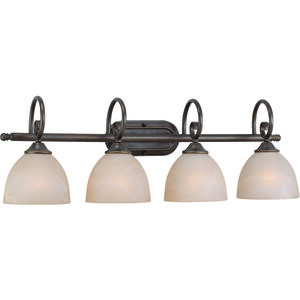 Raleigh 4 Light 31 inch Old Bronze Vanity Light Wall Light in Painted Alabaster