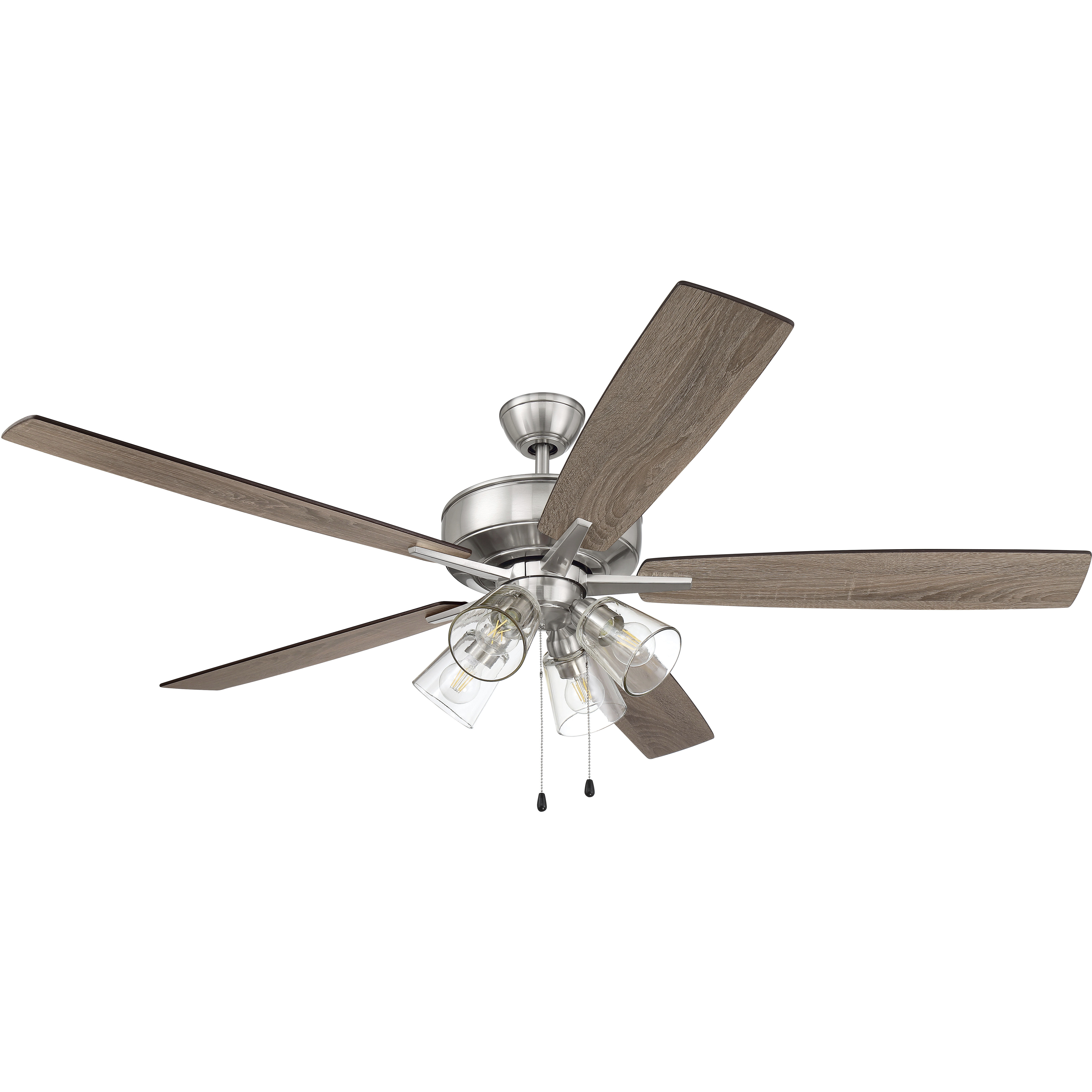 Super Pro 104 60 inch Brushed Polished Nickel with Driftwood/Grey Walnut Blades Contractor Ceiling Fan