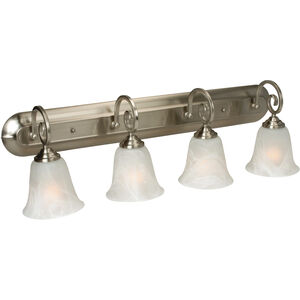 Cecilia 4 Light 32 inch Brushed Polished Nickel Vanity Light Wall Light in Alabaster Glass