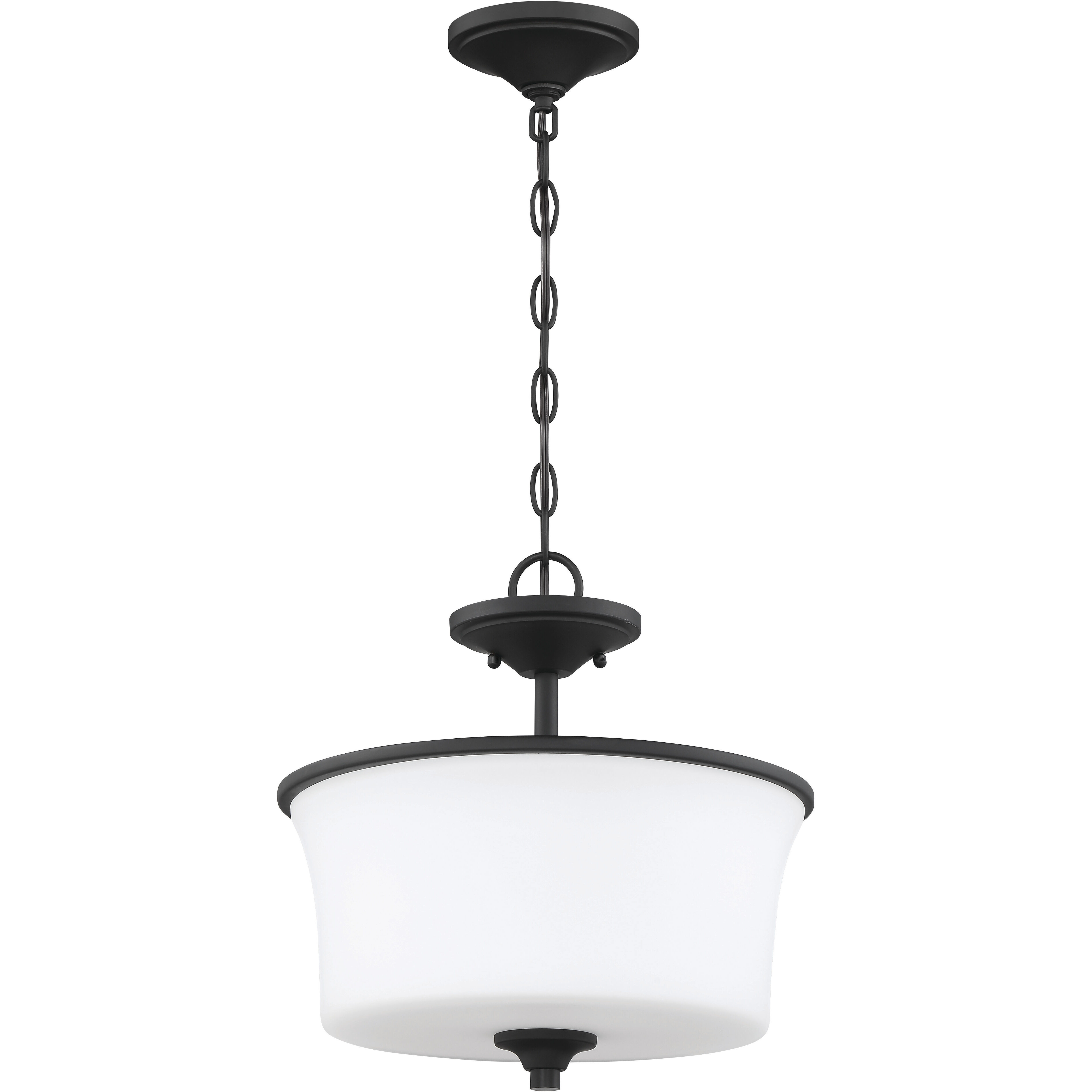 Neighborhood Gwyneth 2 Light 13 inch Flat Black Convertible Semi Flush Ceiling Light in White Frost Glass, Neighborhood Collection