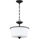 Neighborhood Gwyneth 2 Light 13 inch Flat Black Convertible Semi Flush Ceiling Light in White Frost Glass, Neighborhood Collection