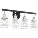 Neighborhood Thatcher 4 Light 26 inch Flat Black/Satin Brass Vanity Light Wall Light in Flat Black and Satin Brass, Neighborhood Collection