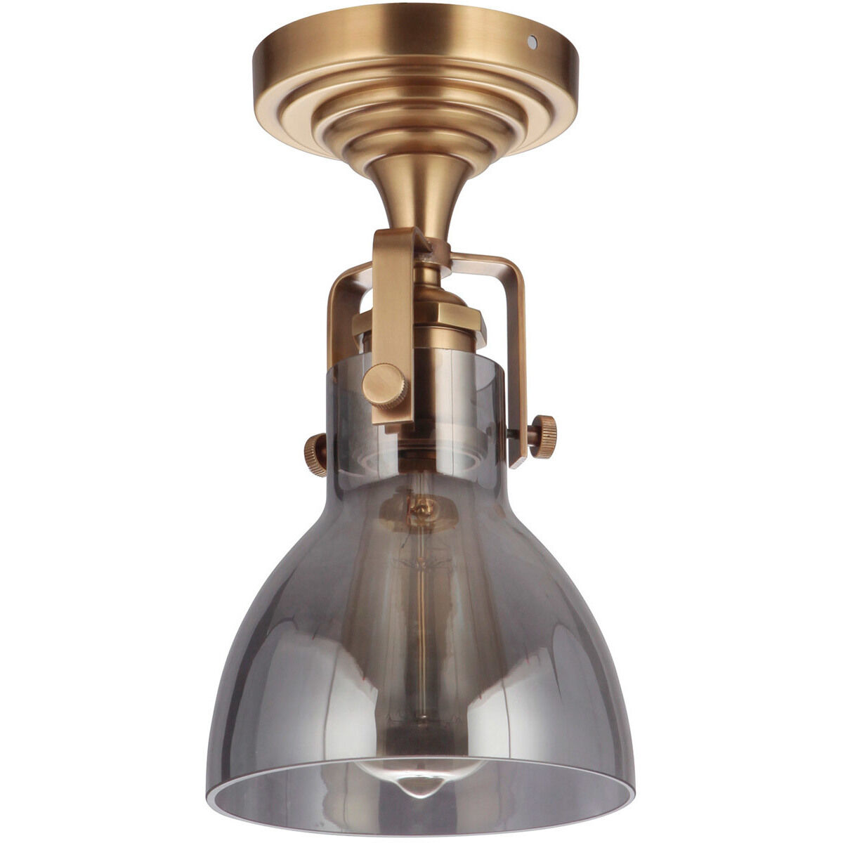 Gallery State House 1 Light 6 inch Vintage Brass Semi Flush Ceiling Light
