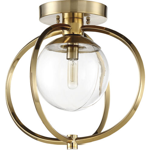 Piltz 1 Light 15 inch Satin Brass Semi Flush Ceiling Light