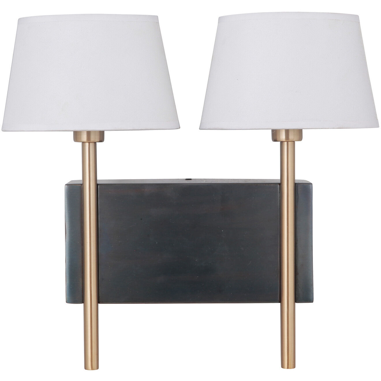 Parker 2 Light 15.63 inch Fired Steel/Satin Brass Wall Sconce Wall Light