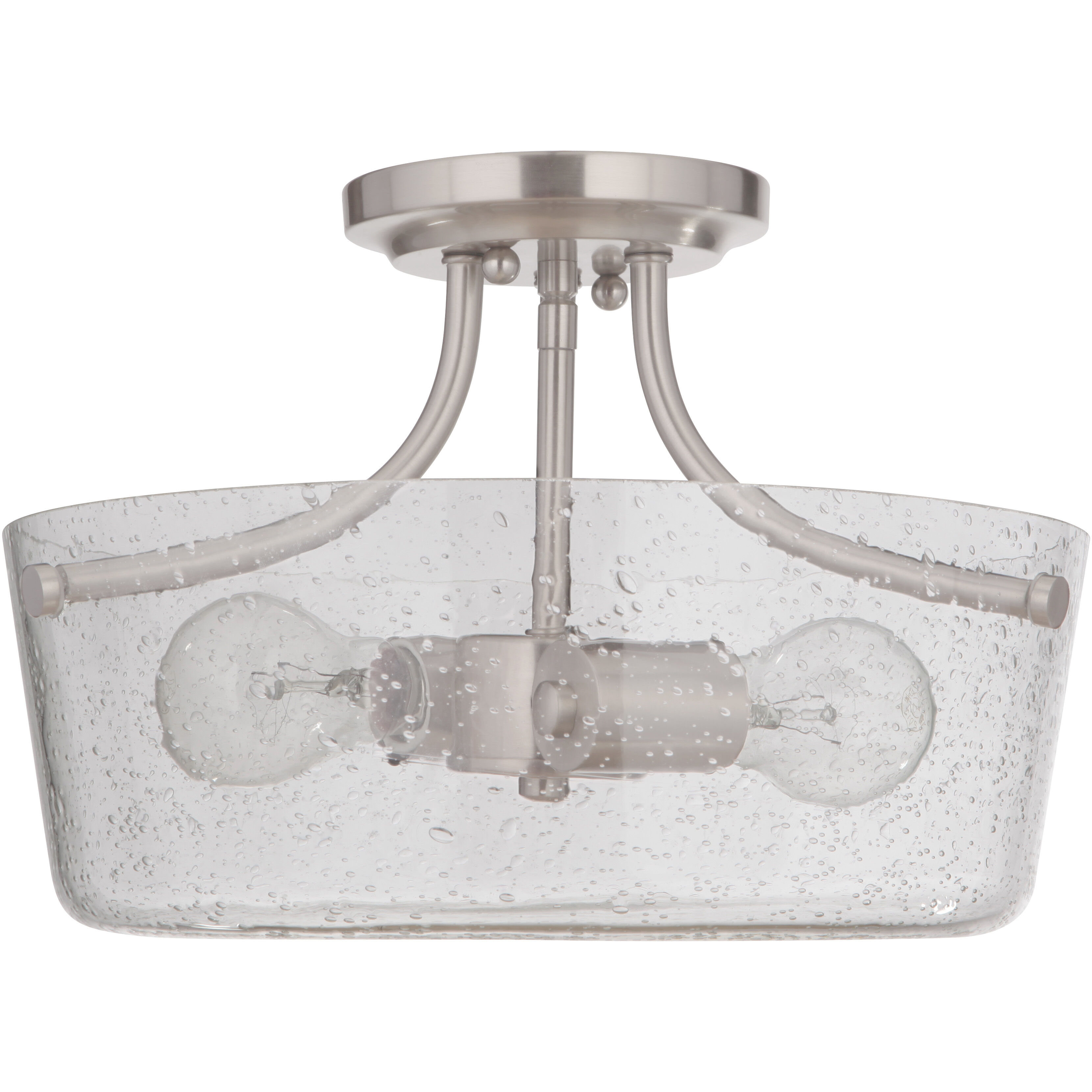 Neighborhood Tyler 2 Light 13 inch Brushed Polished Nickel Semi Flush Ceiling Light in Clear Seeded, Neighborhood Collection