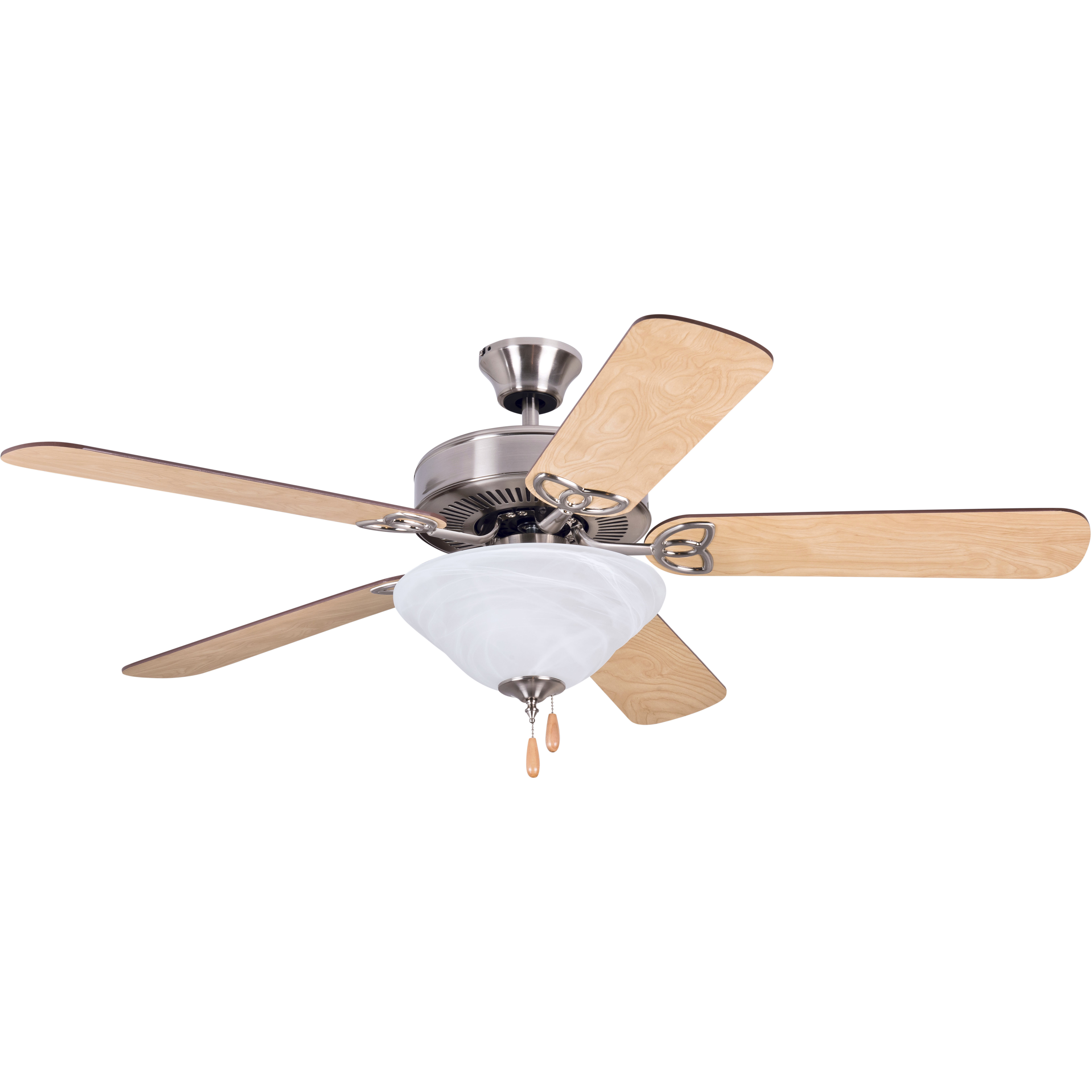 Builder Deluxe 52 inch Brushed Polished Nickel with Ash/Mahogany Blades Contractor Ceiling Fan
