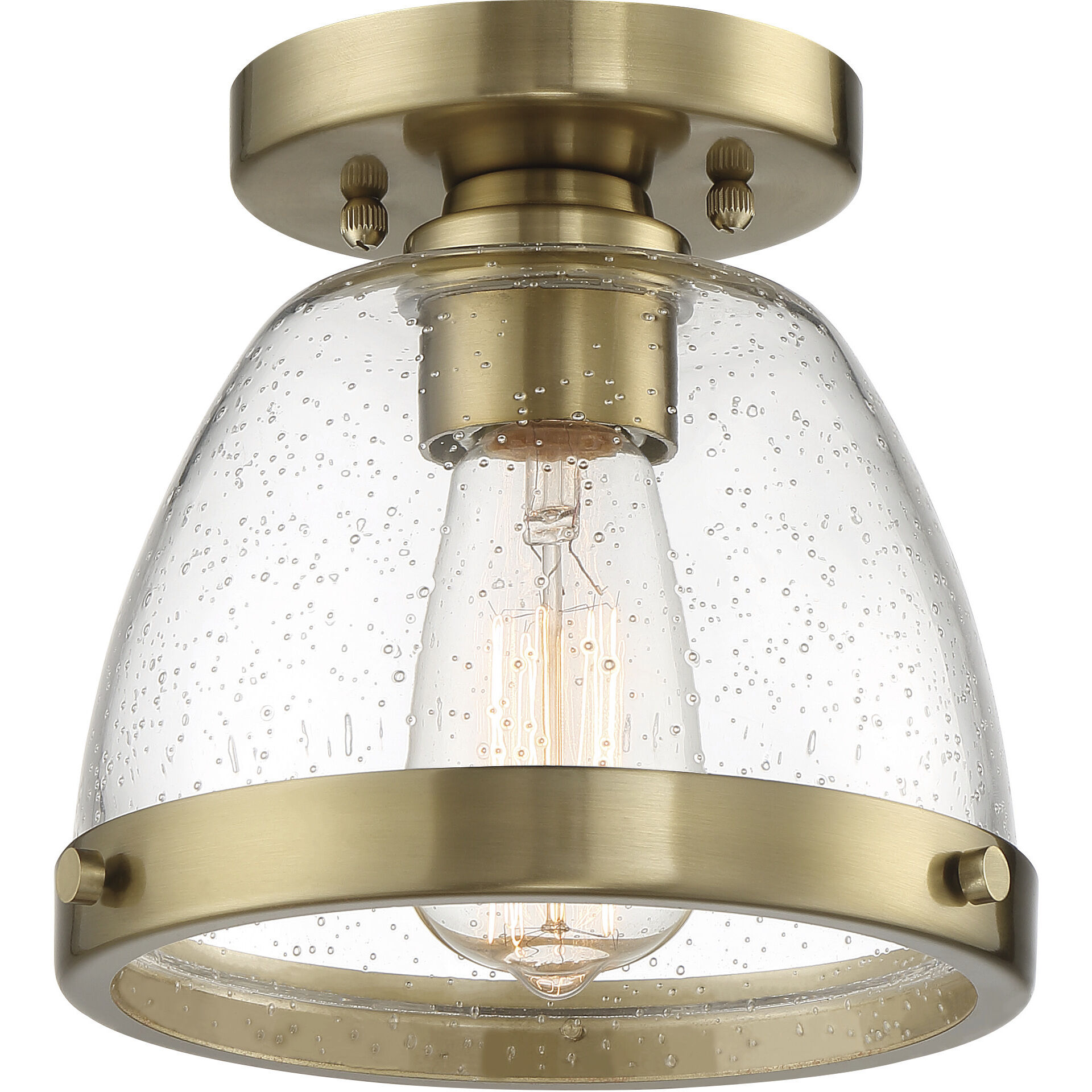 Lodie 1 Light 8 inch Satin Brass Flushmount Ceiling Light