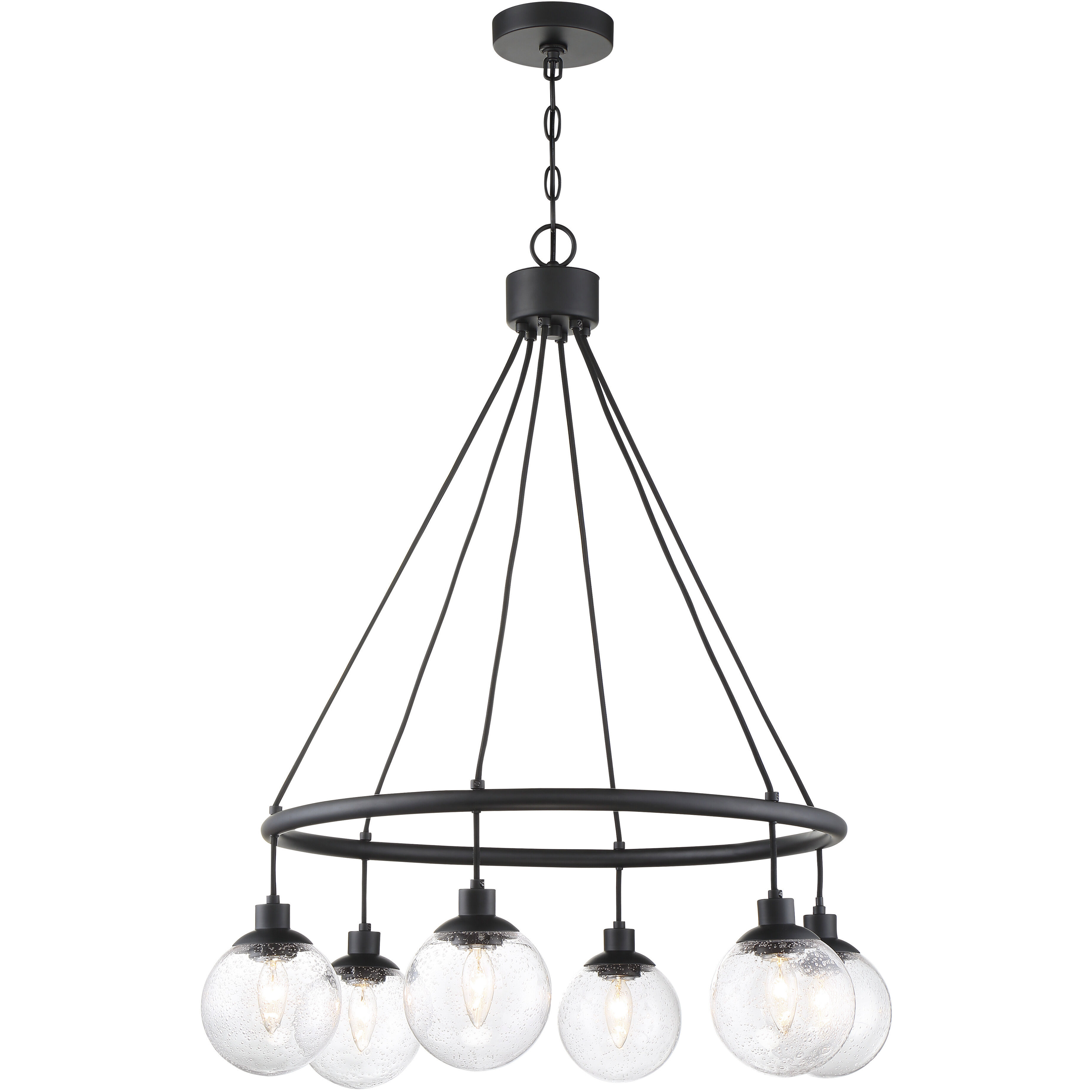 Neighborhood Que 6 Light 29 inch Flat Black Chandelier Ceiling Light
