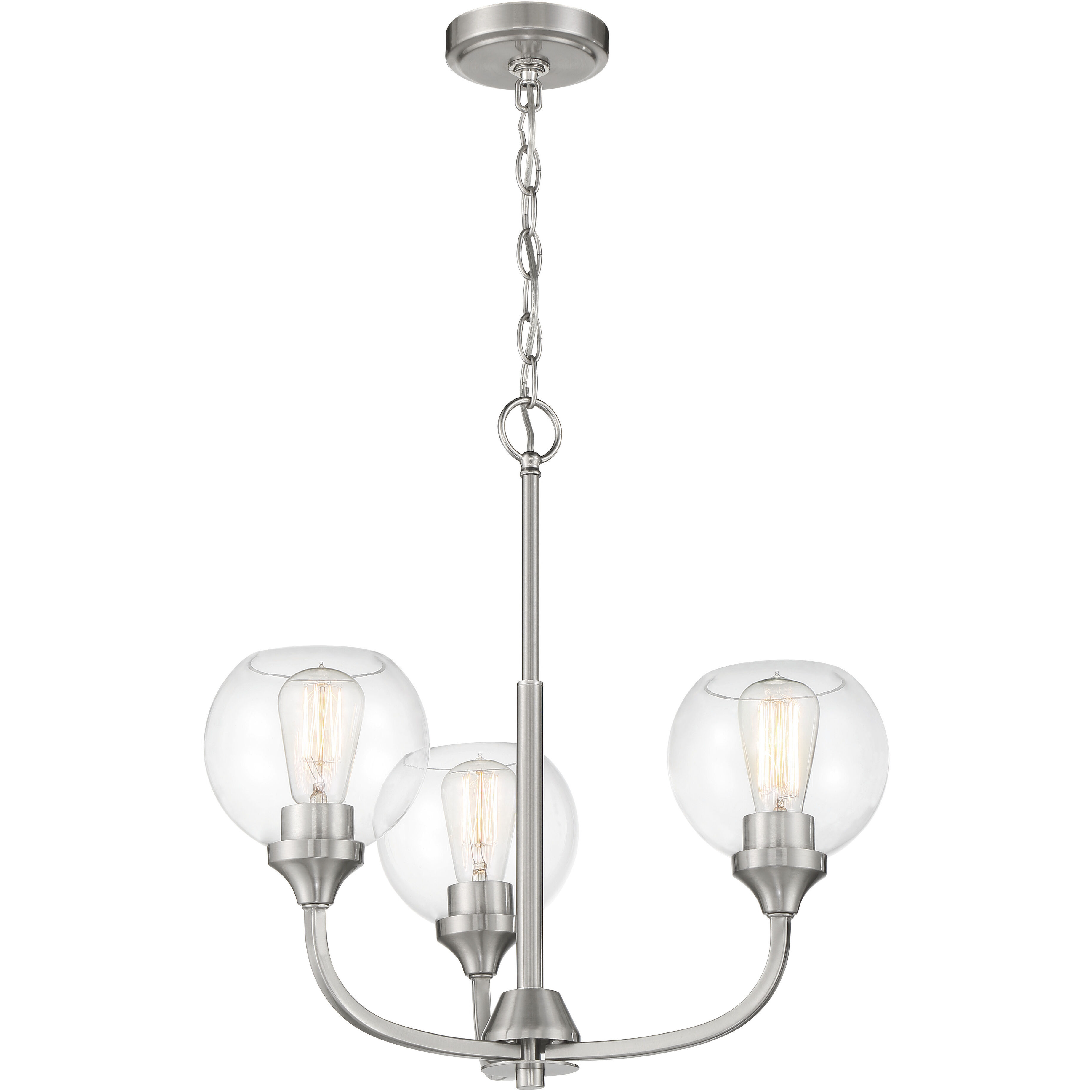 Glenda 3 Light 20 inch Brushed Polished Nickel Chandelier Ceiling Light