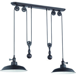 Jeremiah 2 Light 12 inch Aged Bronze Brushed Pulley Pendant Ceiling Light