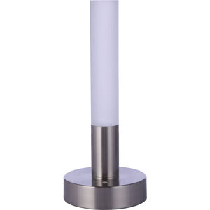 Rechargable Portable 11 inch 5.00 watt Brushed Polished Nickel Table Lamp Portable Light, Cylinder 