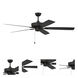 Outdoor Super Pro 60 inch Flat Black Ceiling Fan