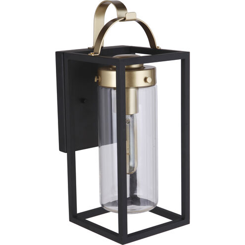 Neo 1 Light 14 inch Midnight / Satin Brass Outdoor Wall Lantern