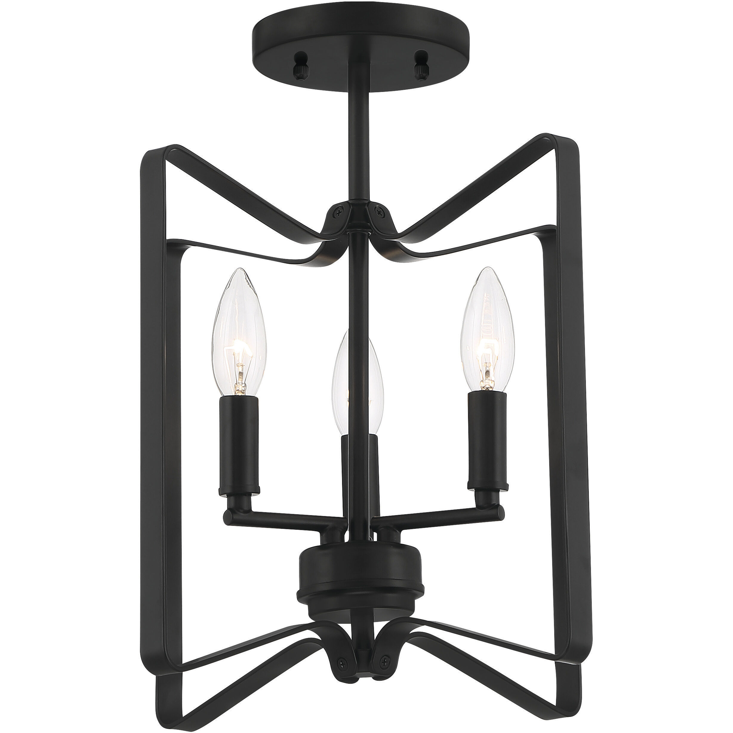 Shayna 3 Light 13 inch Flat Black Convertible Semi Flush Ceiling Light