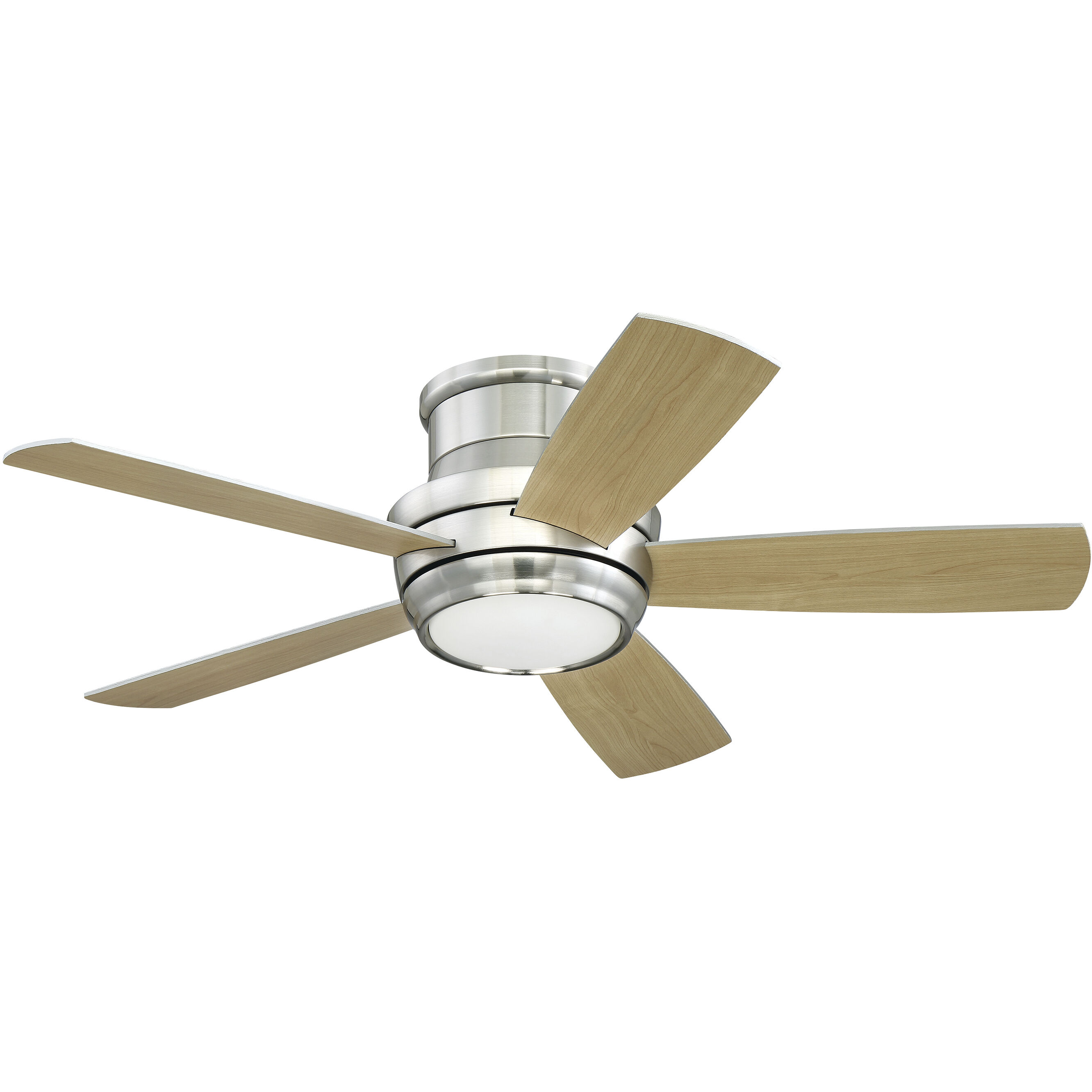 Tempo Hugger 44 inch Brushed Polished Nickel with Brushed Nickel/Maple Blades Ceiling Fan