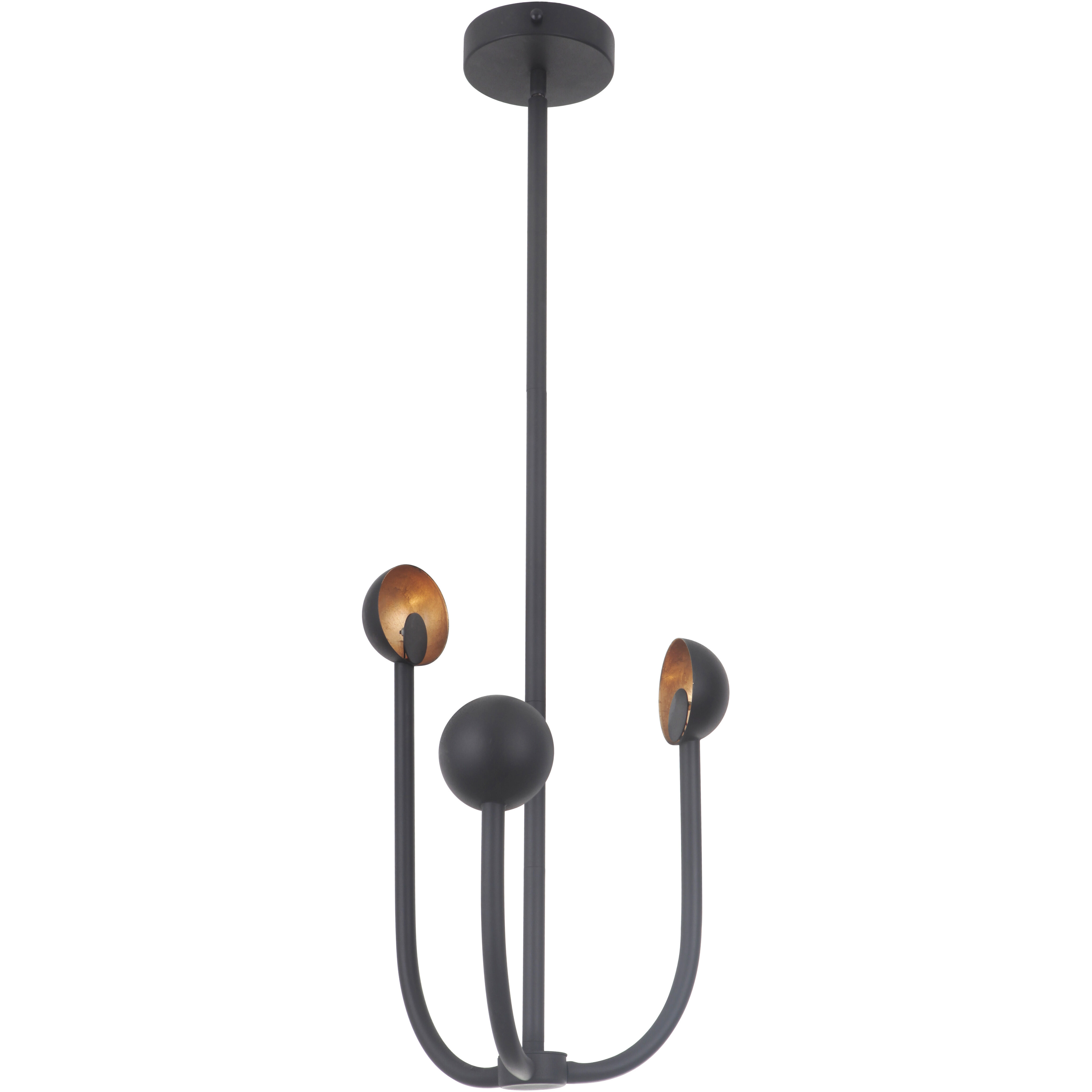 Foundry LED 16 inch Matte Black/Gold Leaf Chandelier Ceiling Light in Matte Black and Gold Leaf