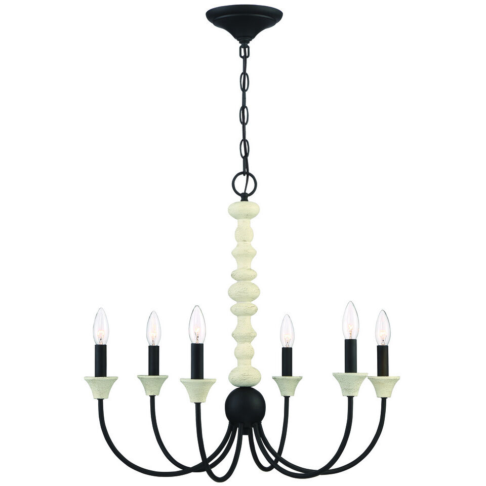 Meadow Place 6 Light 24 inch Cottage White/Espresso Chandelier Ceiling Light
