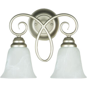 Cordova 2 Light 14 inch Satin Nickel Wall Sconce Wall Light in Faux Alabaster Glass