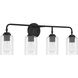 Stowe 4 Light 31 inch Flat Black Vanity Light Wall Light