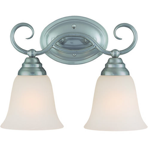 Cordova 2 Light 14 inch Satin Nickel Vanity Light Wall Light in White Frosted Glass, Jeremiah
