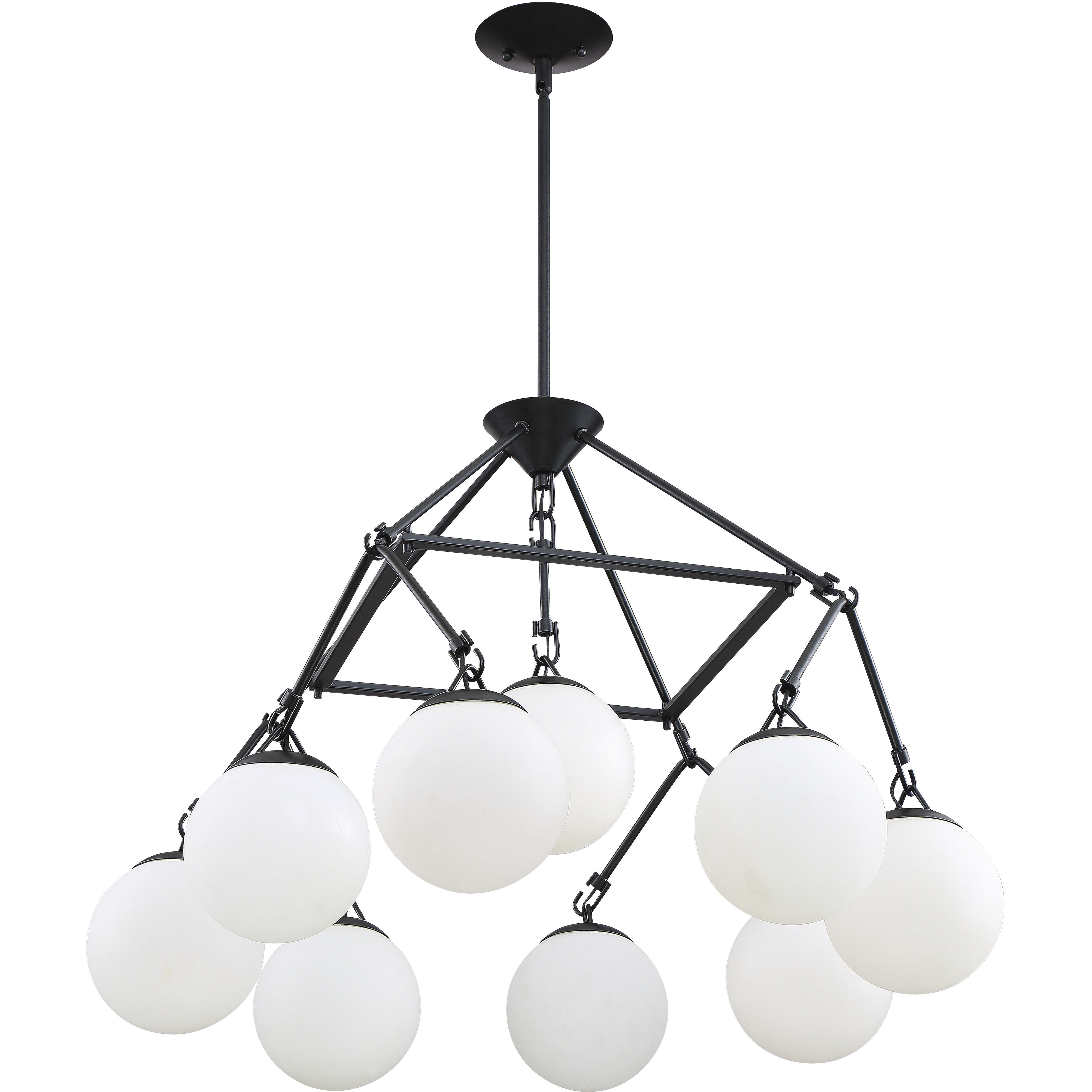 Orion 9 Light 30 inch Flat Black Chandelier Ceiling Light