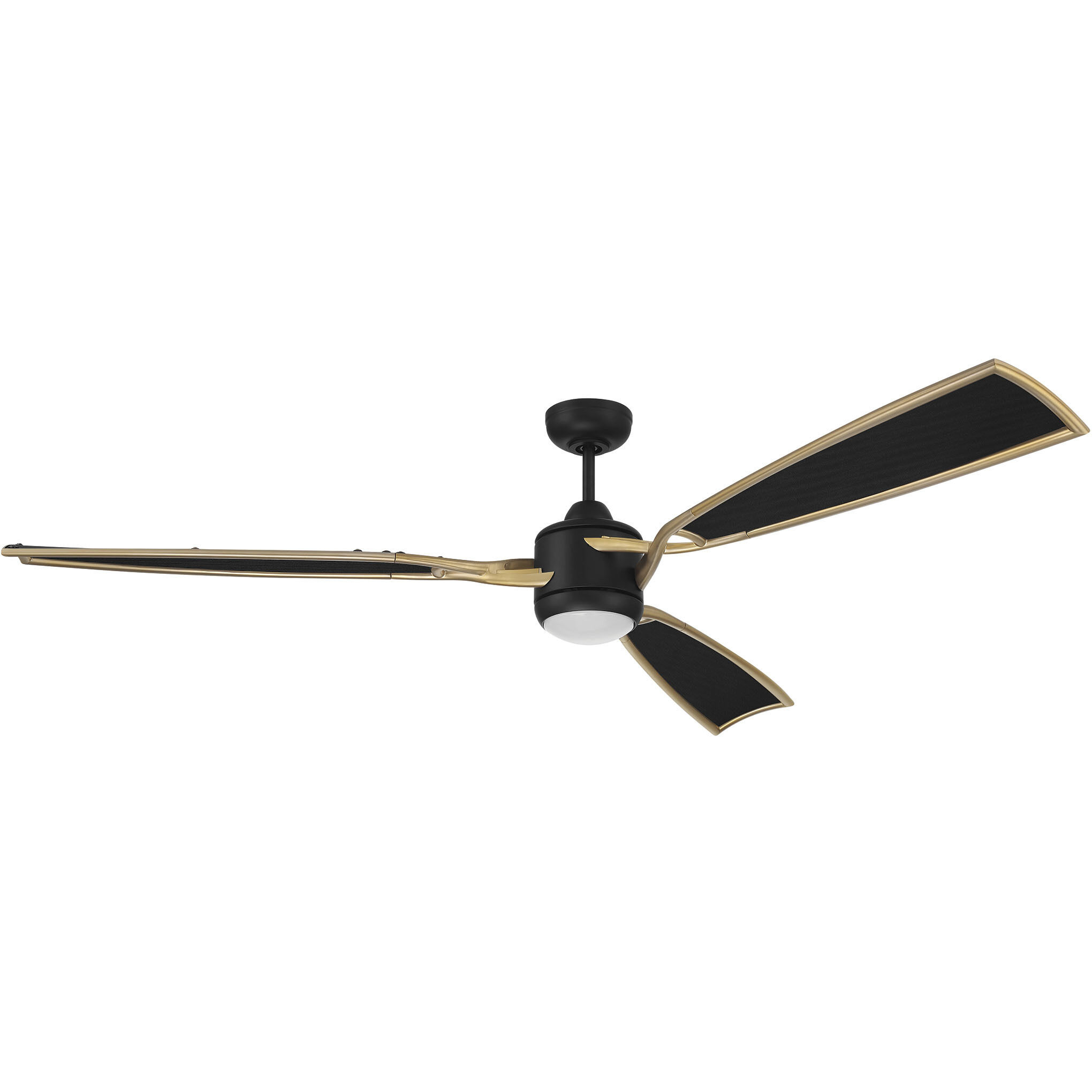 Viva 72 inch Flat Black/Satin Brass with Flat Black Fabric Texture Blades Ceiling Fan in Flat Black and Satin Brass