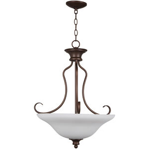 Linden Lane 3 Light 21 inch Old Bronze Inverted Pendant Ceiling Light in White Frosted Glass