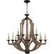 Winton 12 Light 36 inch Weathered Pine Chandelier Ceiling Light