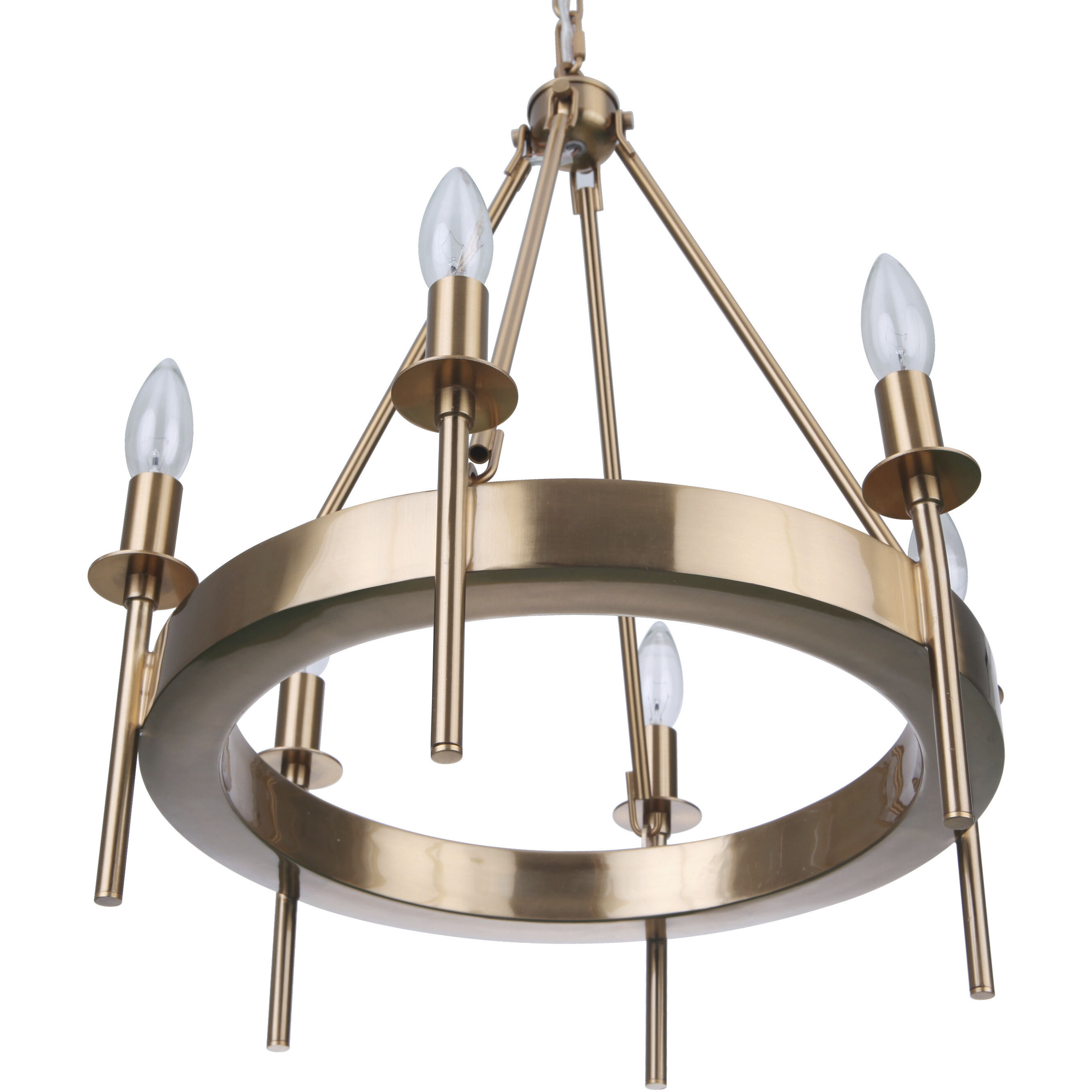 Larrson 6 Light 17.75 inch Satin Brass Chandelier Ceiling Light