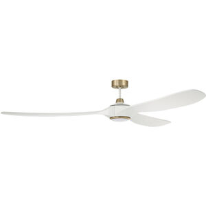 Envy 84 inch White/Satin Brass with Envy White Blades Ceiling Fan, Blades Included