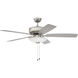Hastings 52 inch Brushed Nickel with Brushed Nickel/Walnut Blades Contractor Fan, Contractor Fan
