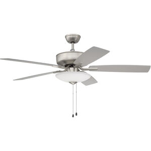 Hastings 52 inch Brushed Nickel with Brushed Nickel/Walnut Blades Ceiling Fan (Blades Included), Contractor Fan