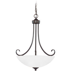 Raleigh 3 Light 20 inch Old Bronze Pendant Ceiling Light in White Frosted Glass, Jeremiah