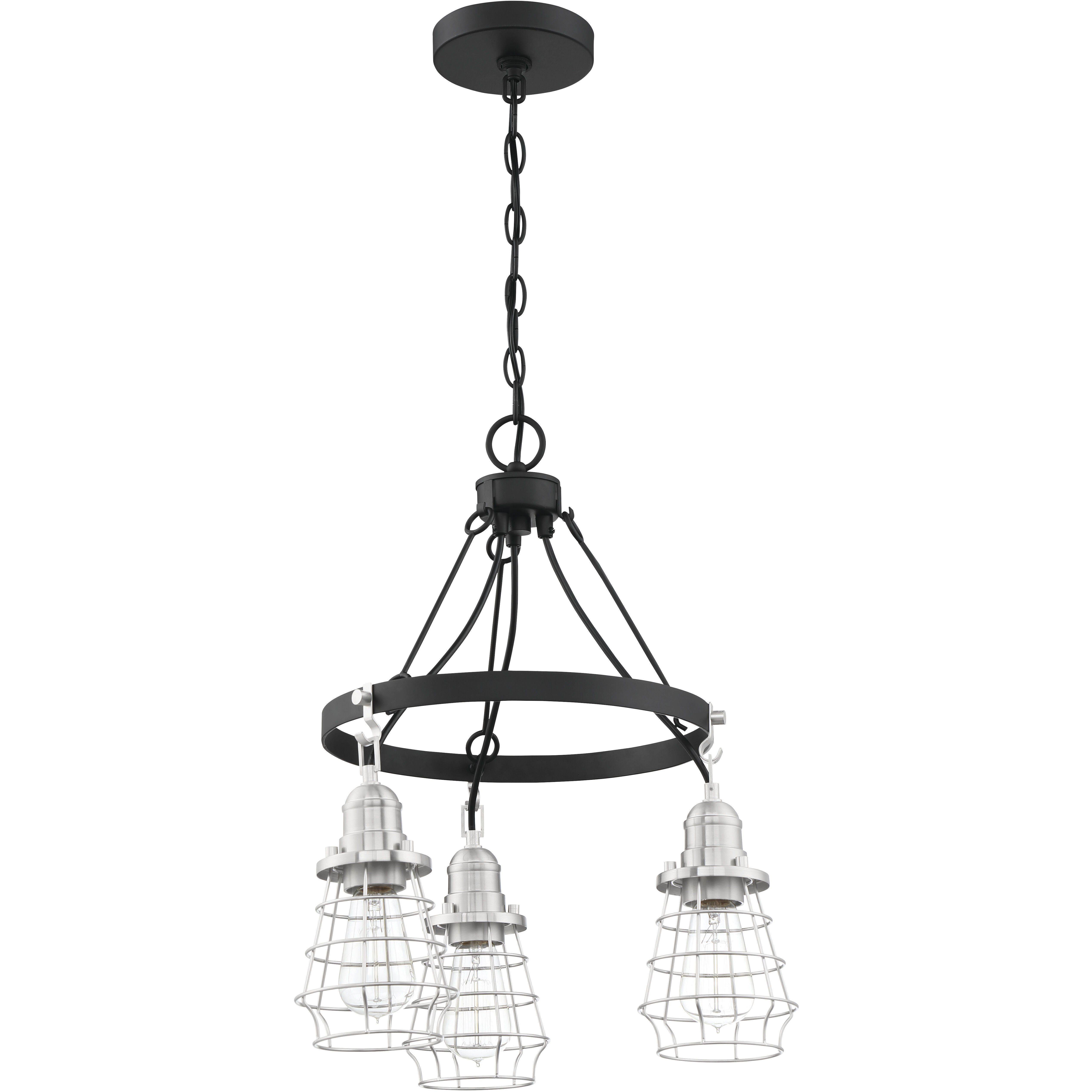 Neighborhood Thatcher 3 Light 18 inch Flat Black/Brushed Polished Nickel Chandelier Ceiling Light, Neighborhood Collection