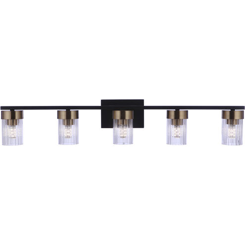 Bond Street 5 Light 35 inch Flat Black/Satin Brass Vanity Light Wall Light