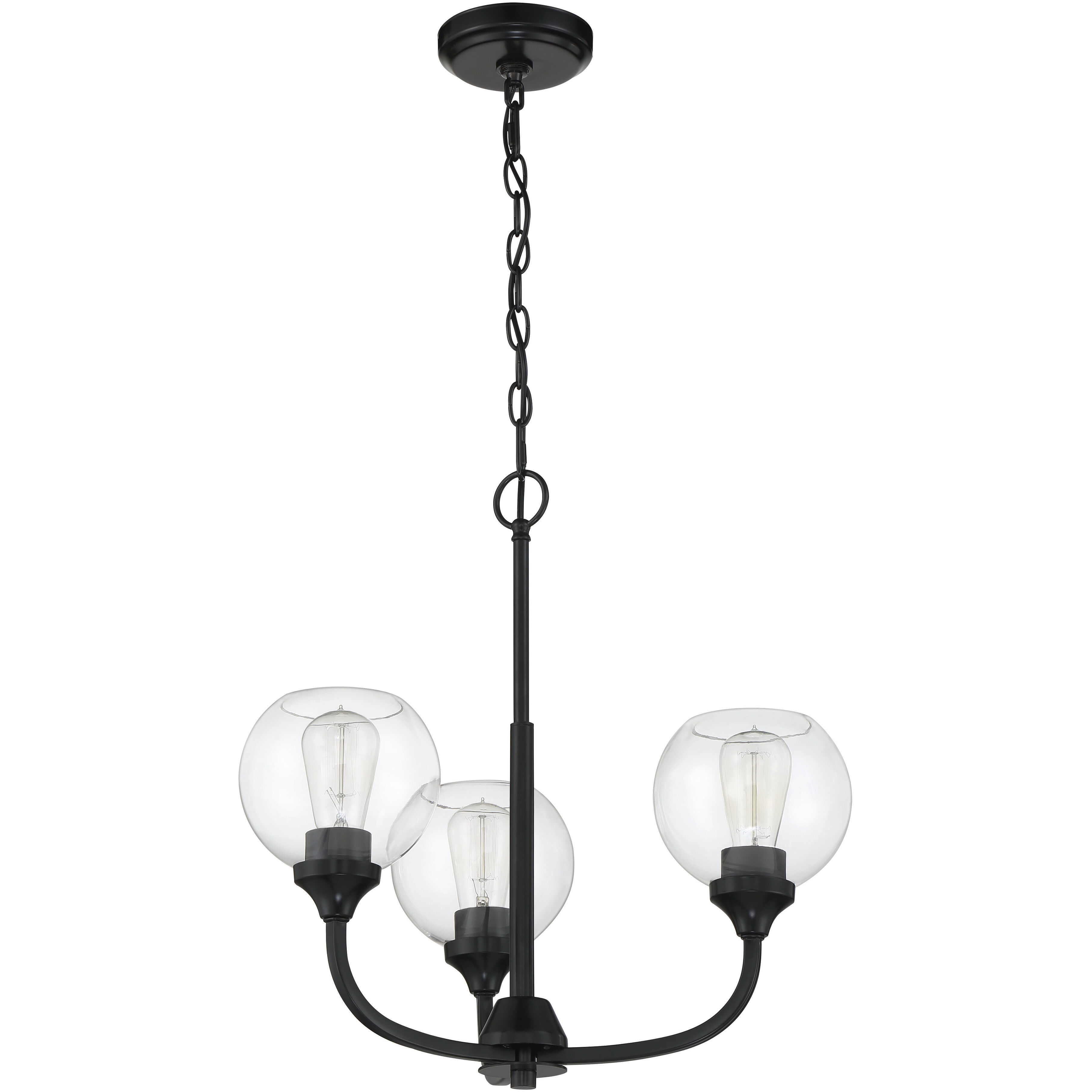 Glenda 3 Light 20 inch Flat Black Chandelier Ceiling Light