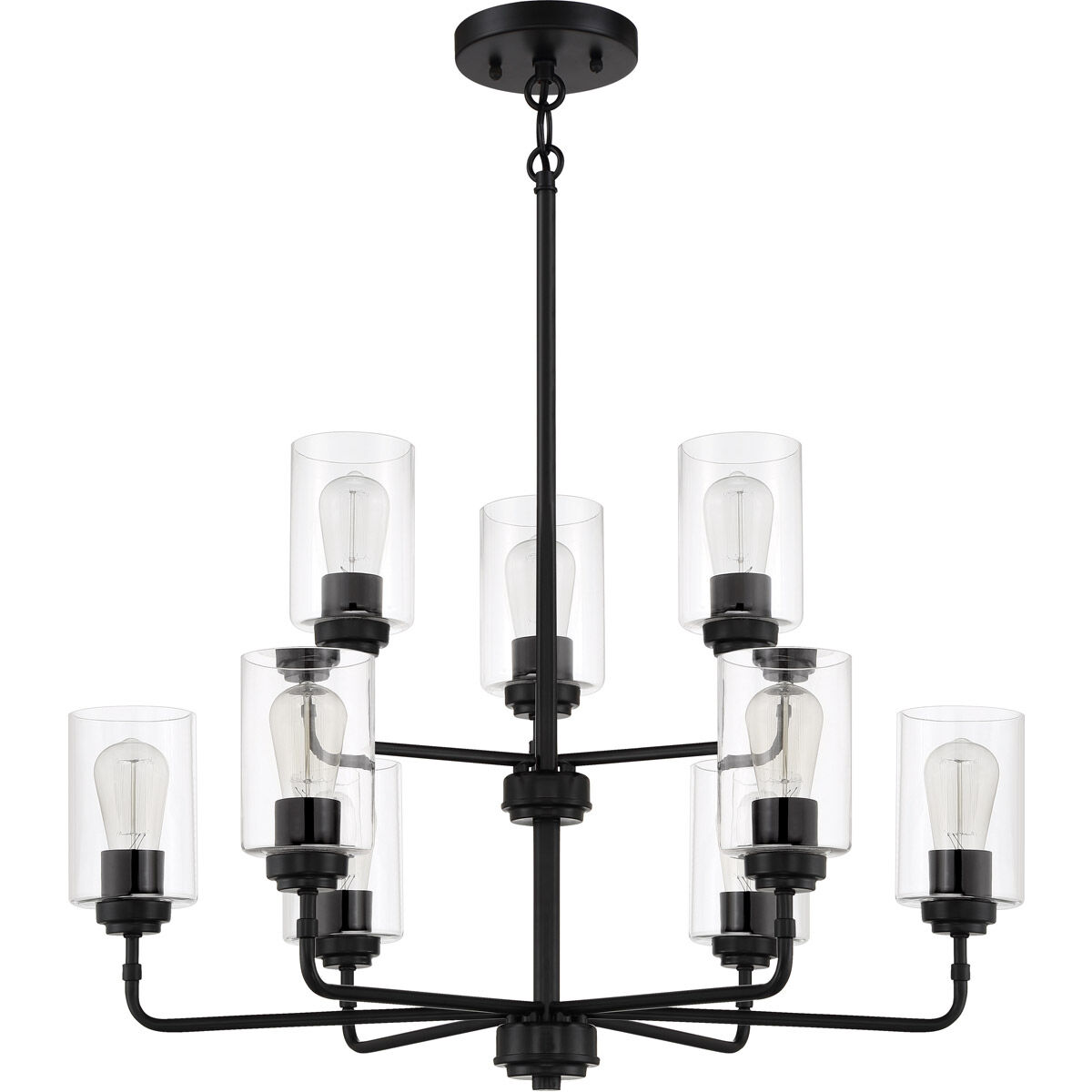 Stowe 9 Light 30 inch Flat Black Chandelier Ceiling Light